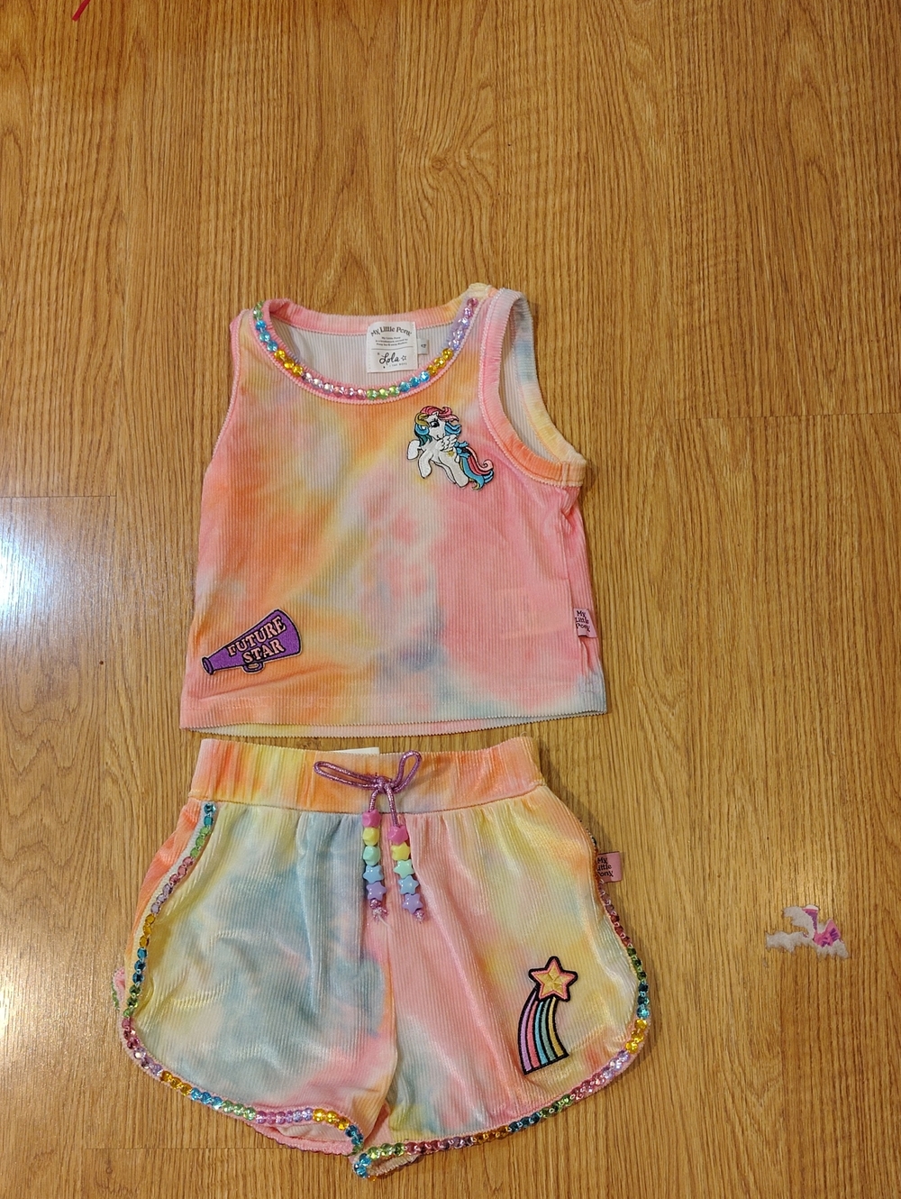 Lola And The Boys Girls' Tie-Dye Unicorn Tank & Shorts Set - Pink Rainbow
